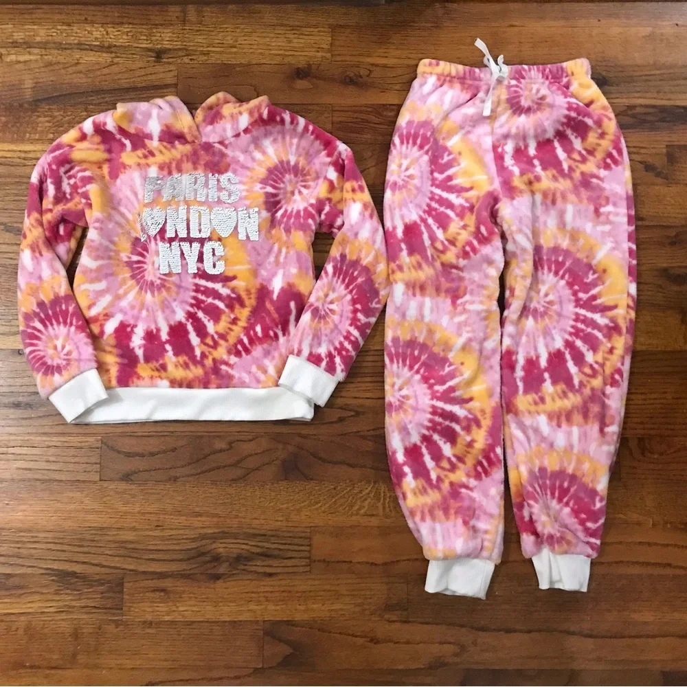 Hoodie Jogging Suit Outfit NWOT Loungewear Athletic Activewear Pajamas Tie Dye
